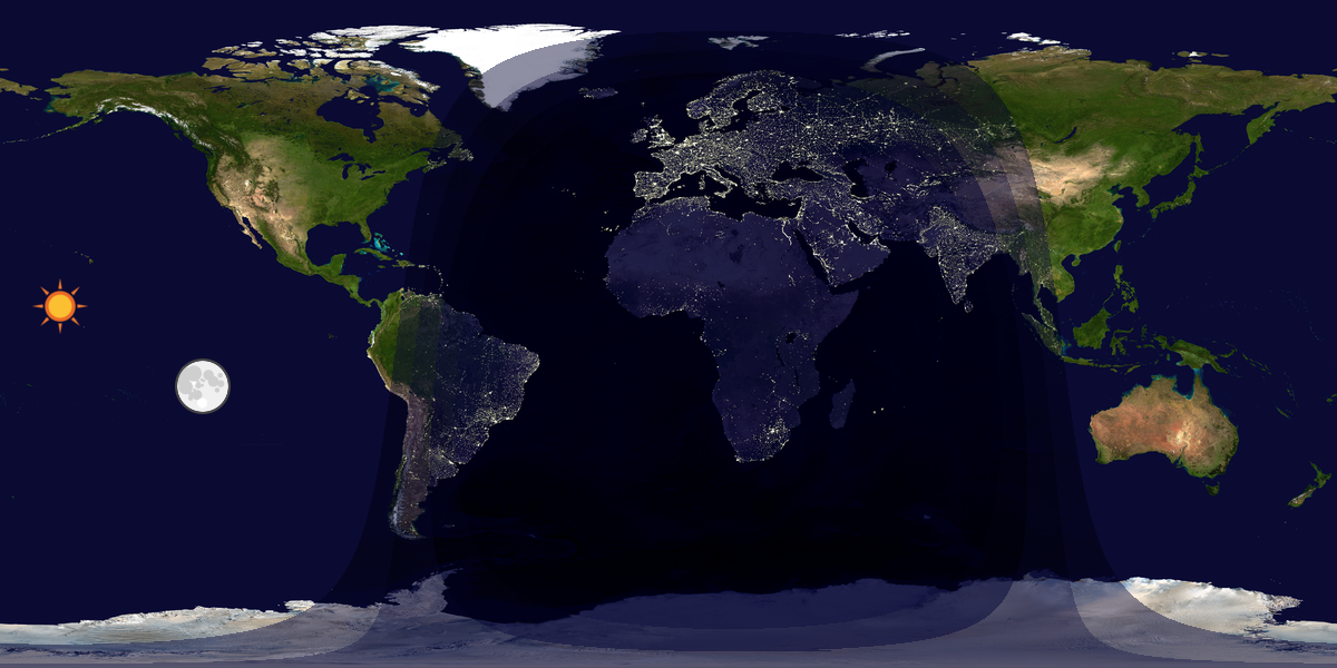 Verdenskart som viser dag og natt 