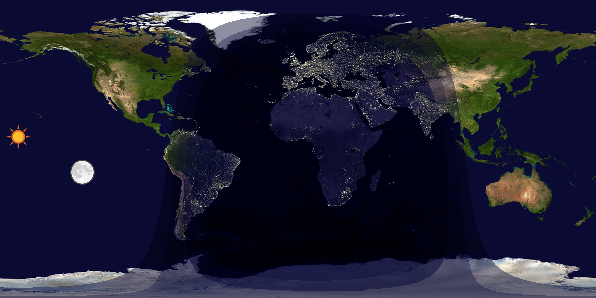 Verdenskart som viser dag og natt 