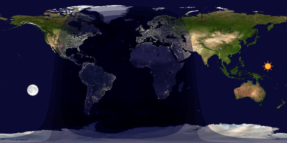 Verdenskart som viser dag og natt 