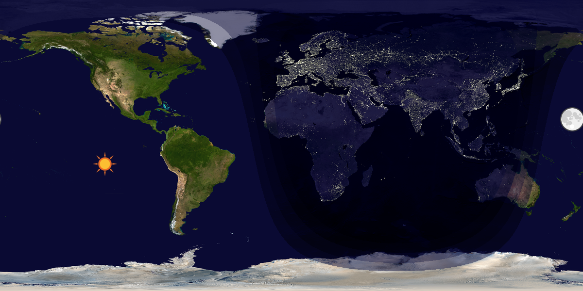 Verdenskart som viser dag og natt 