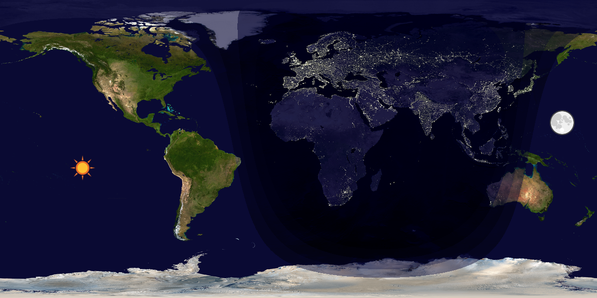 Verdenskart som viser dag og natt 
