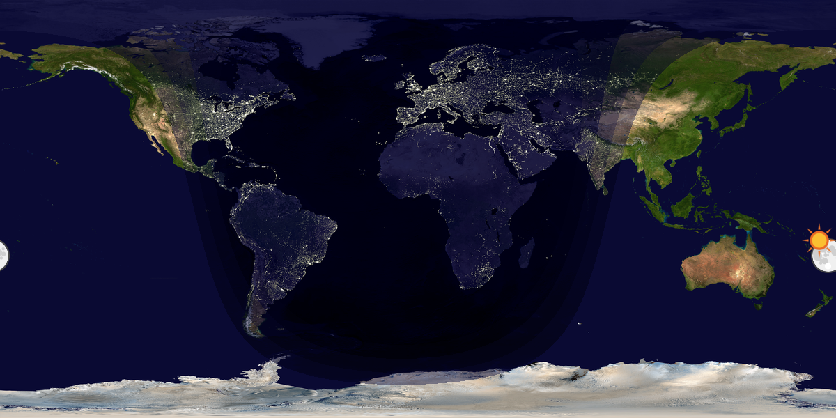 Verdenskart som viser dag og natt 