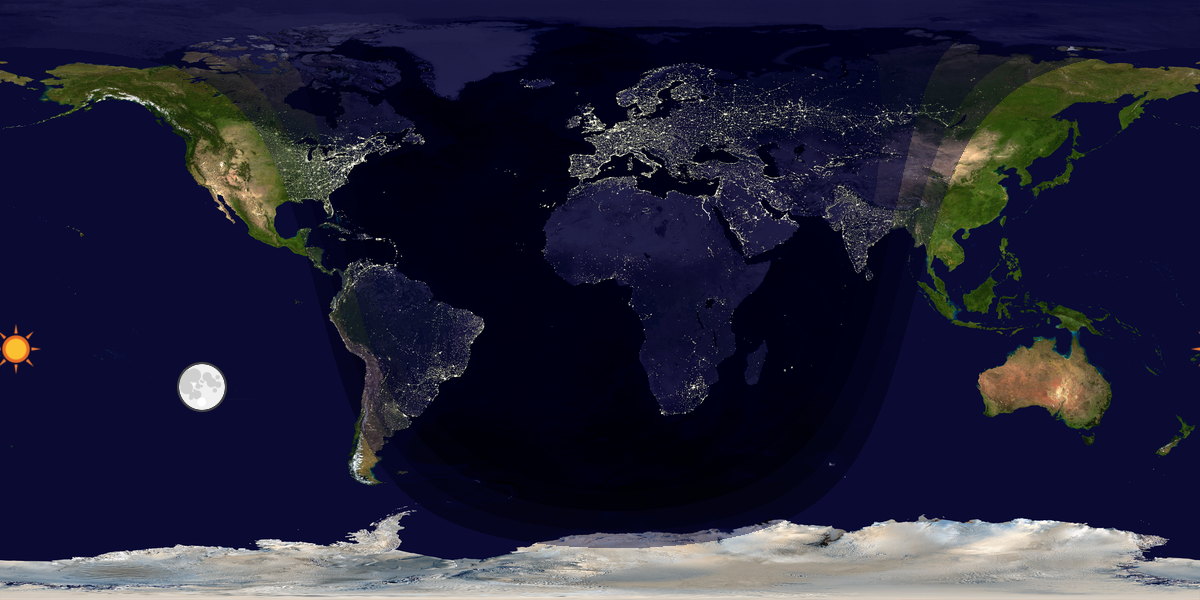 Verdenskart som viser dag og natt 