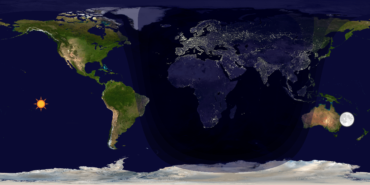 Verdenskart som viser dag og natt 