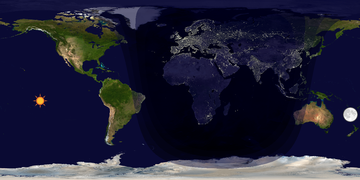 Verdenskart som viser dag og natt 