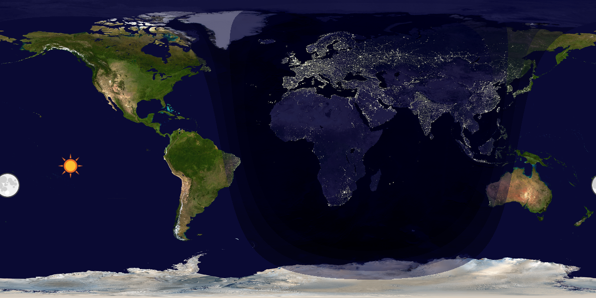 Verdenskart som viser dag og natt 