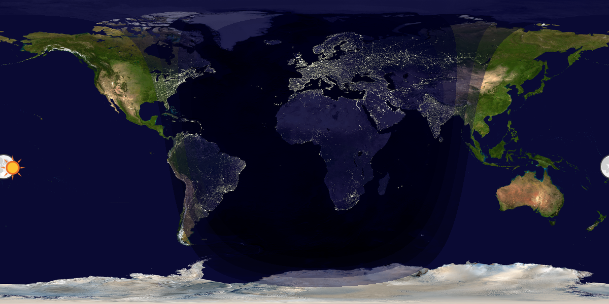 Verdenskart som viser dag og natt 