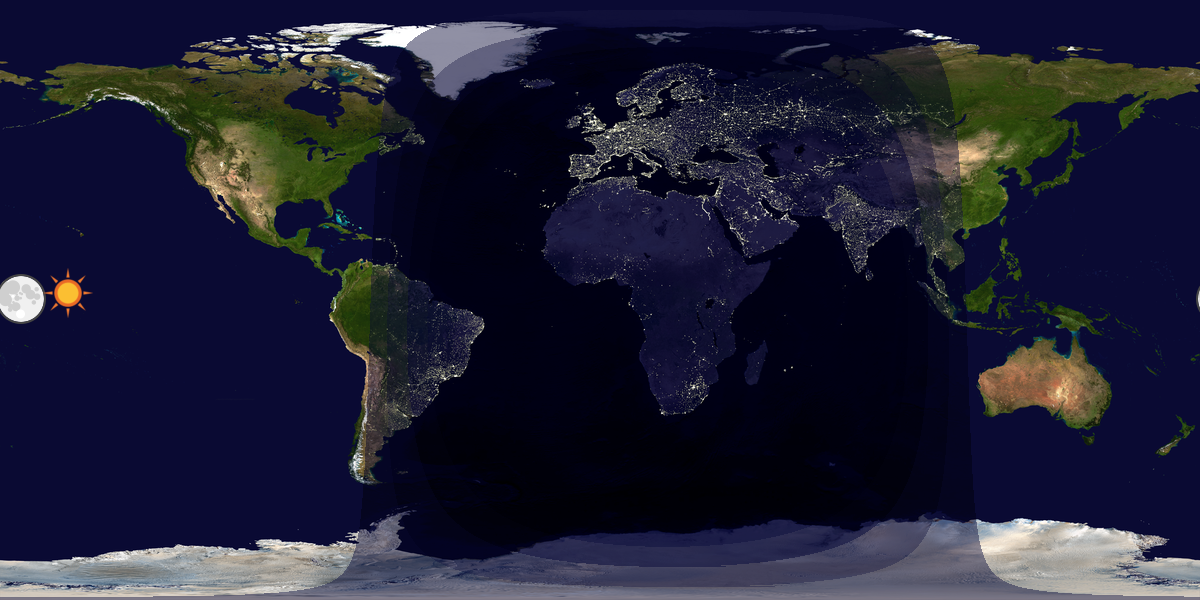 Verdenskart som viser dag og natt 