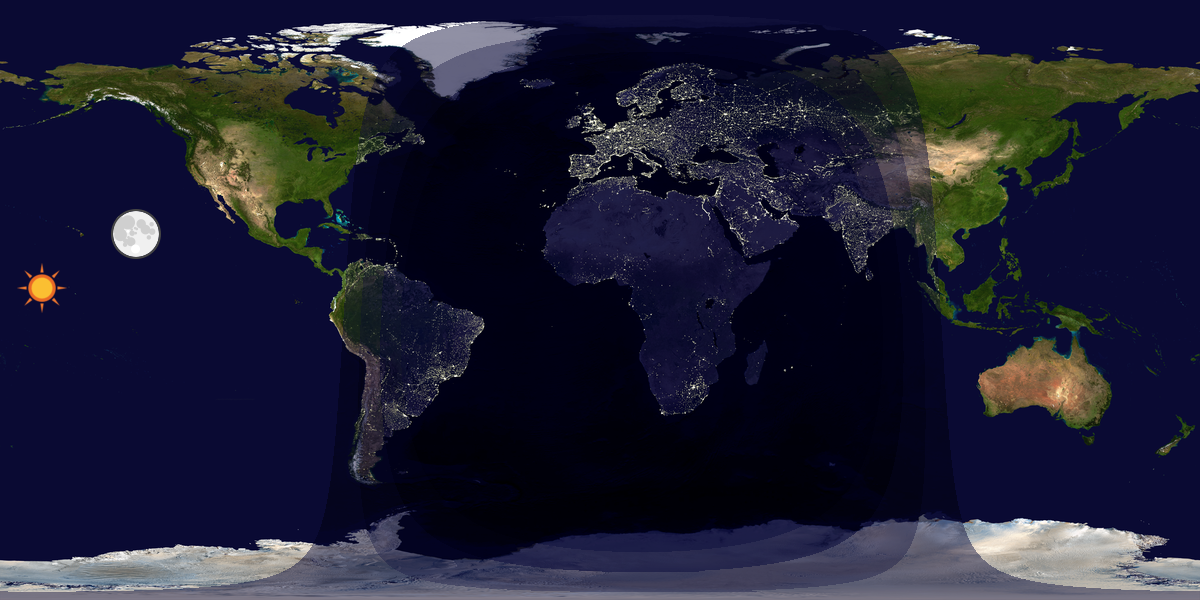 Verdenskart som viser dag og natt 