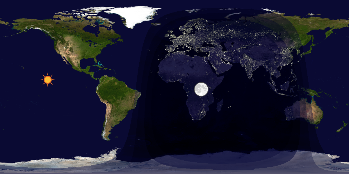Verdenskart som viser dag og natt 