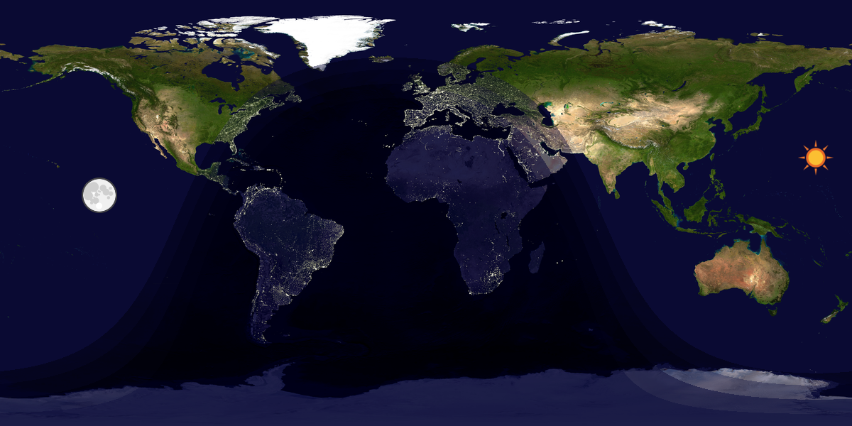 Verdenskart som viser dag og natt 