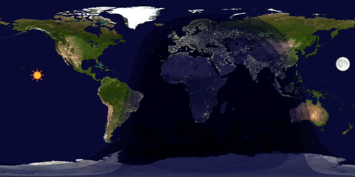 Verdenskart som viser dag og natt 
