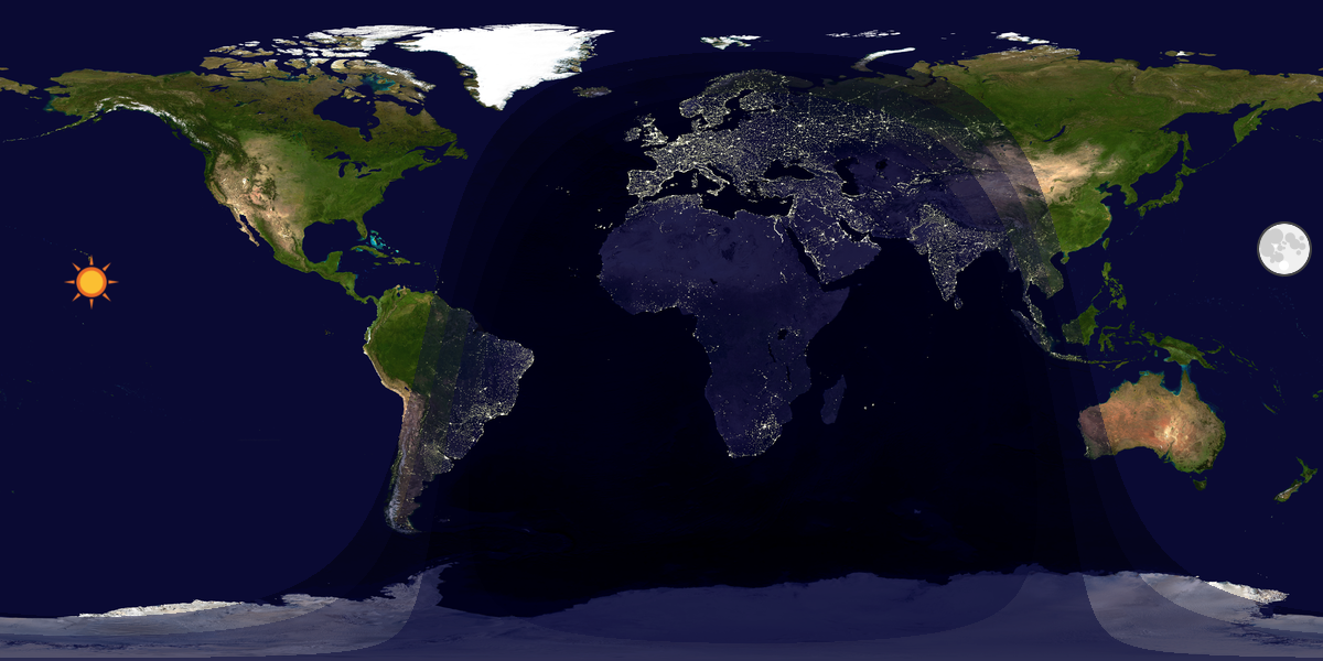 Verdenskart som viser dag og natt 