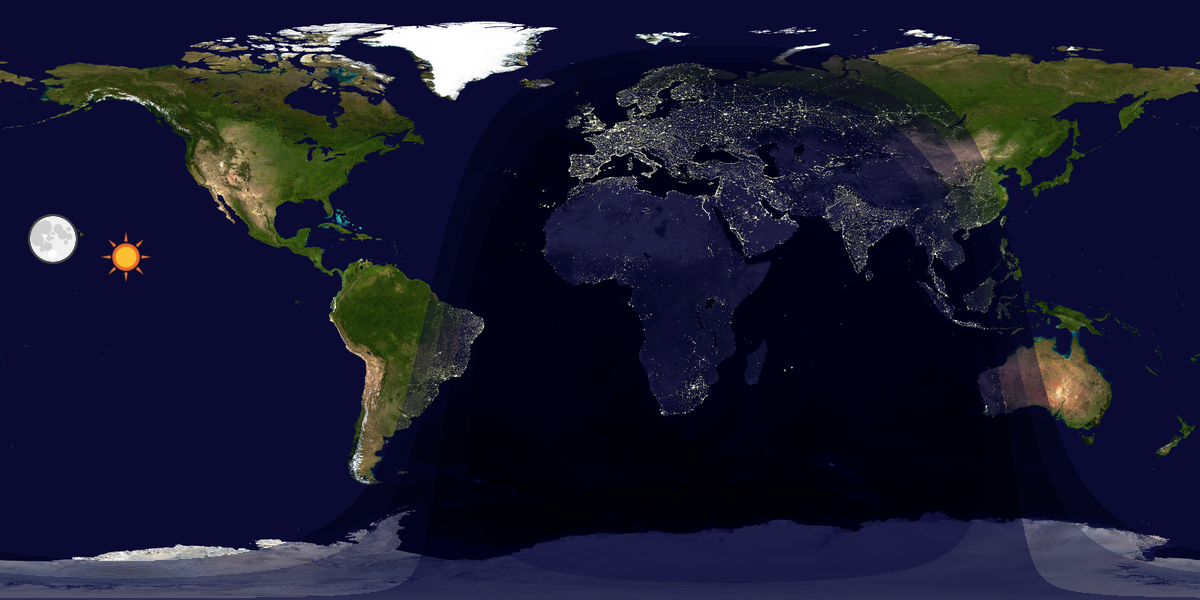 Verdenskart som viser dag og natt 