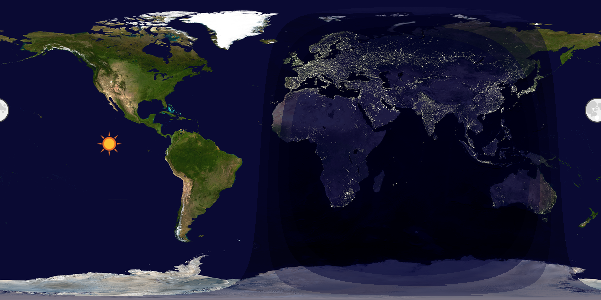 Verdenskart som viser dag og natt 