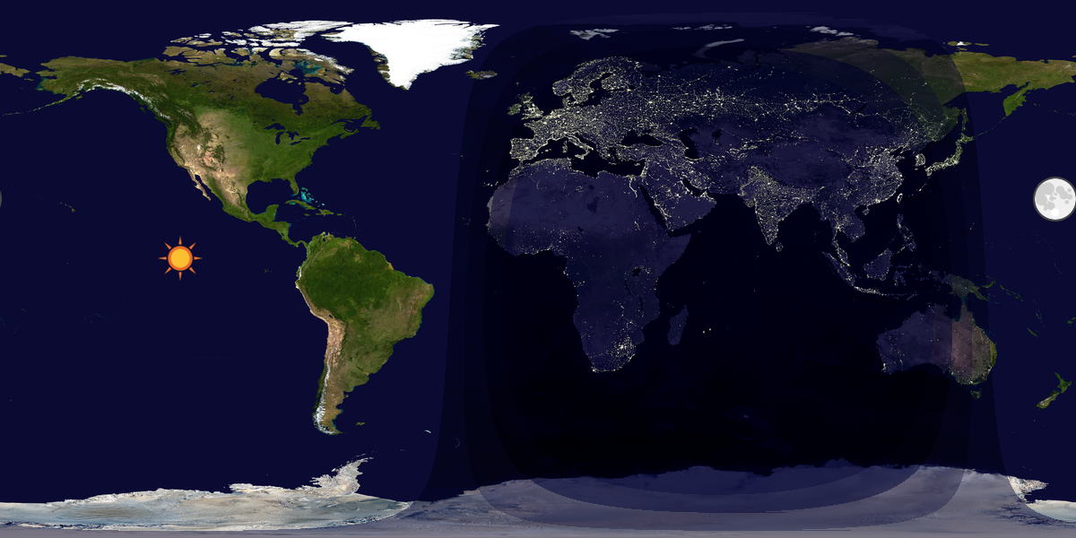 Verdenskart som viser dag og natt 