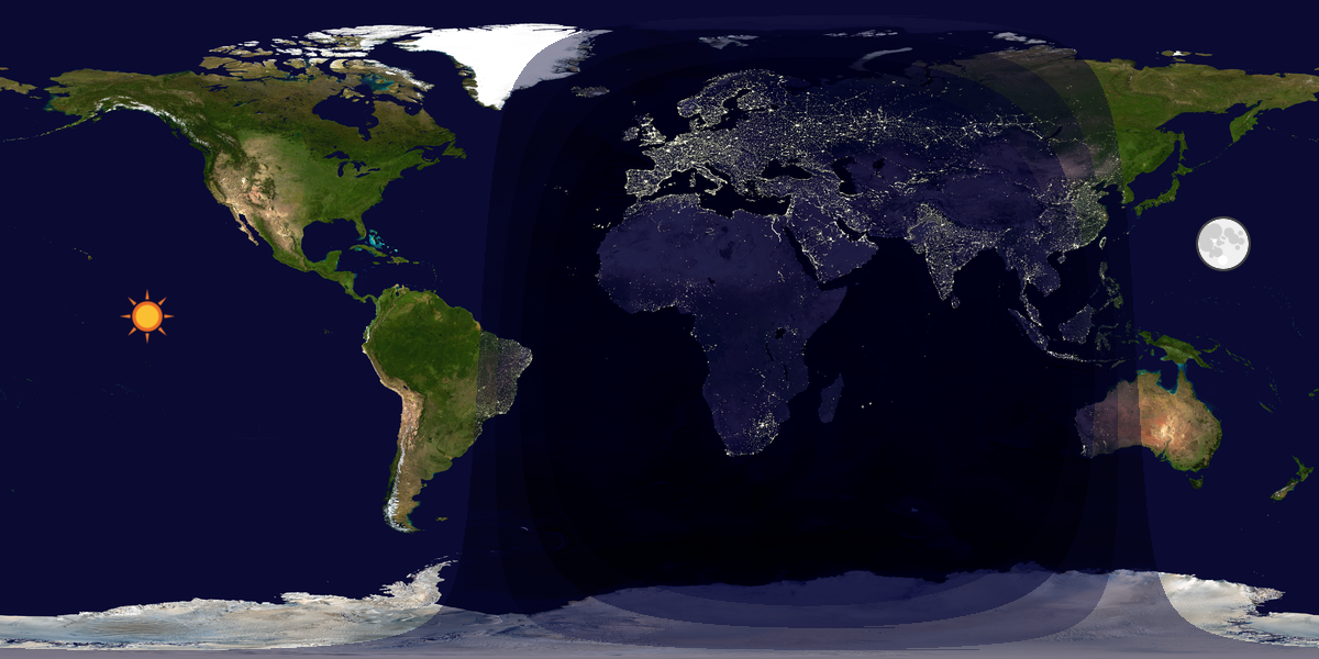 Verdenskart som viser dag og natt 