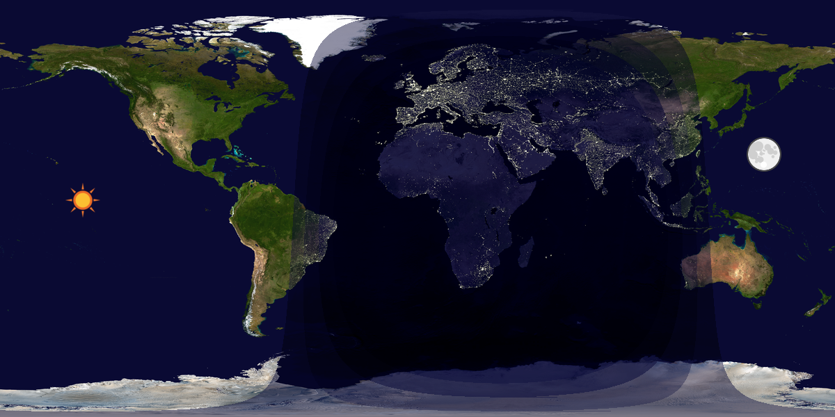 Verdenskart som viser dag og natt 