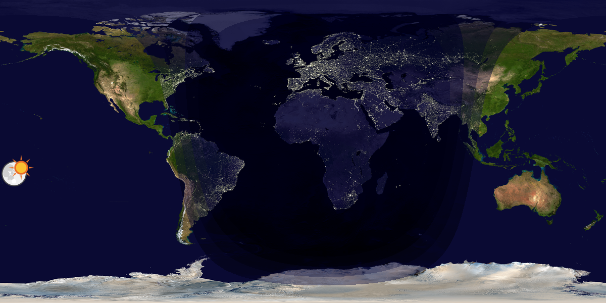 Verdenskart som viser dag og natt 