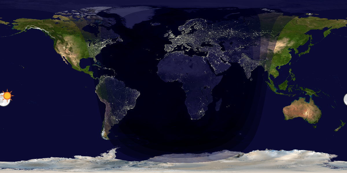 Verdenskart som viser dag og natt 