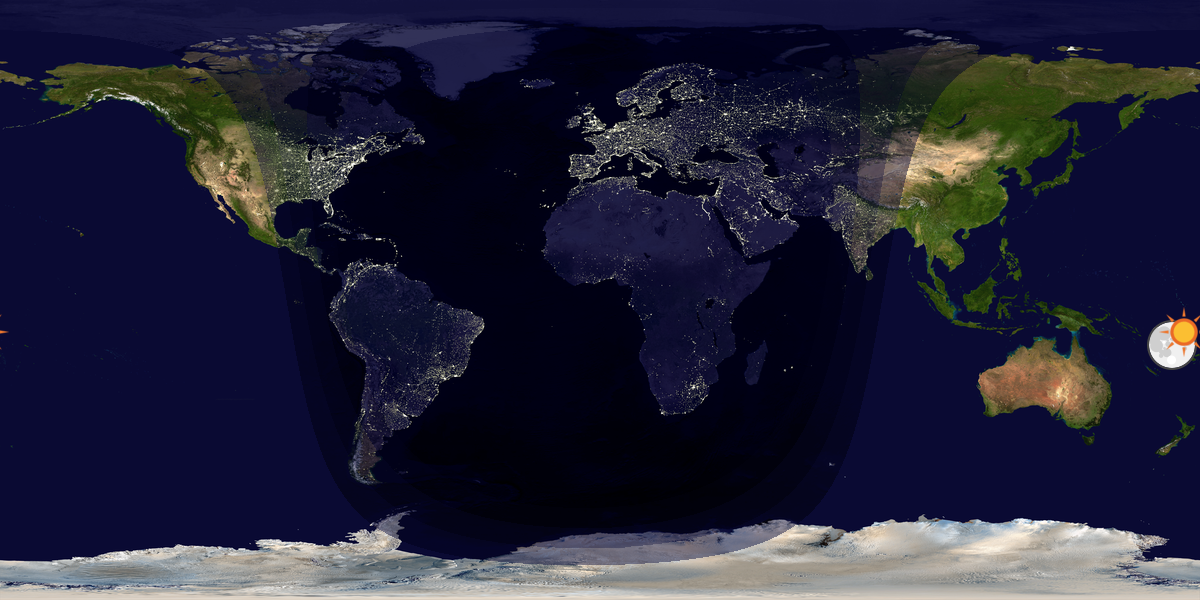 Verdenskart som viser dag og natt 