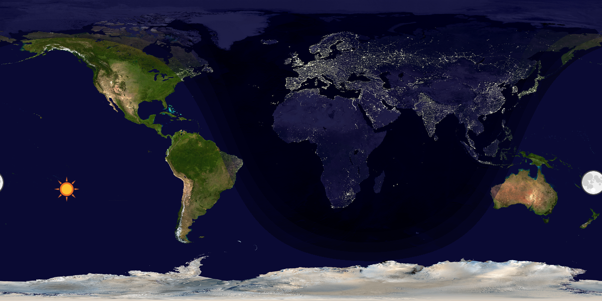 Verdenskart som viser dag og natt 