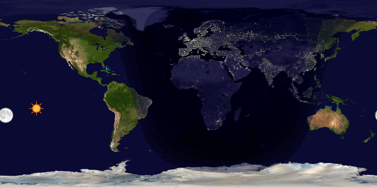 Verdenskart som viser dag og natt 