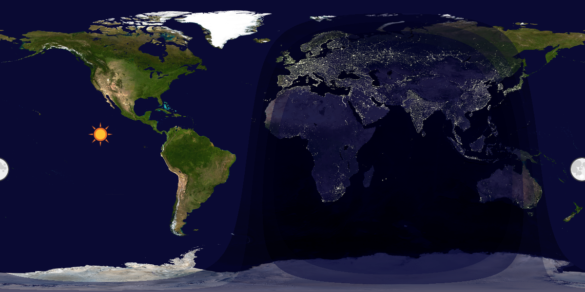 Verdenskart som viser dag og natt 