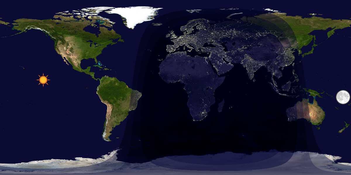 Verdenskart som viser dag og natt 