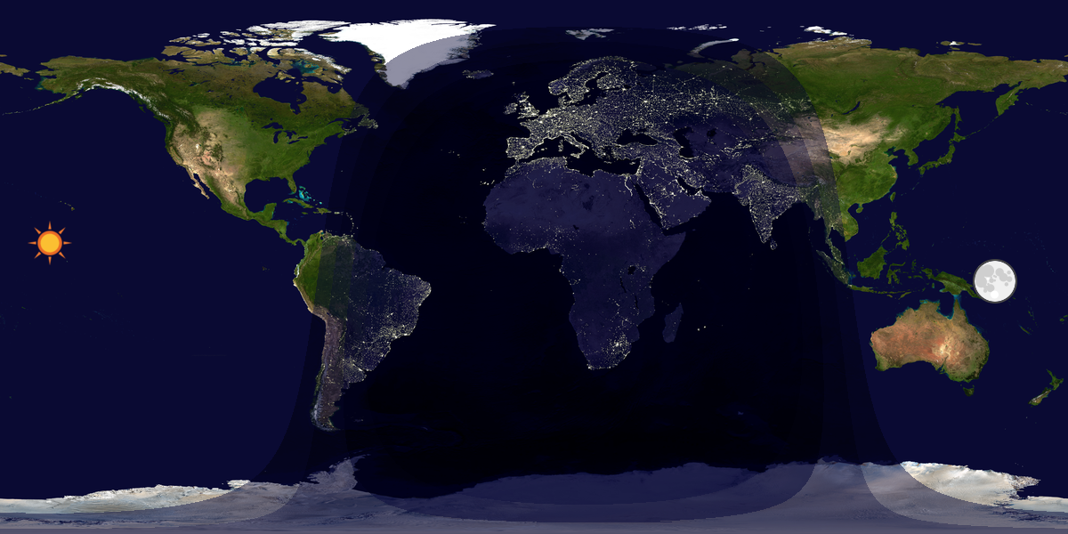 Verdenskart som viser dag og natt 