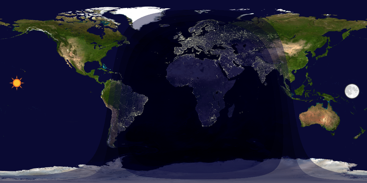 Verdenskart som viser dag og natt 