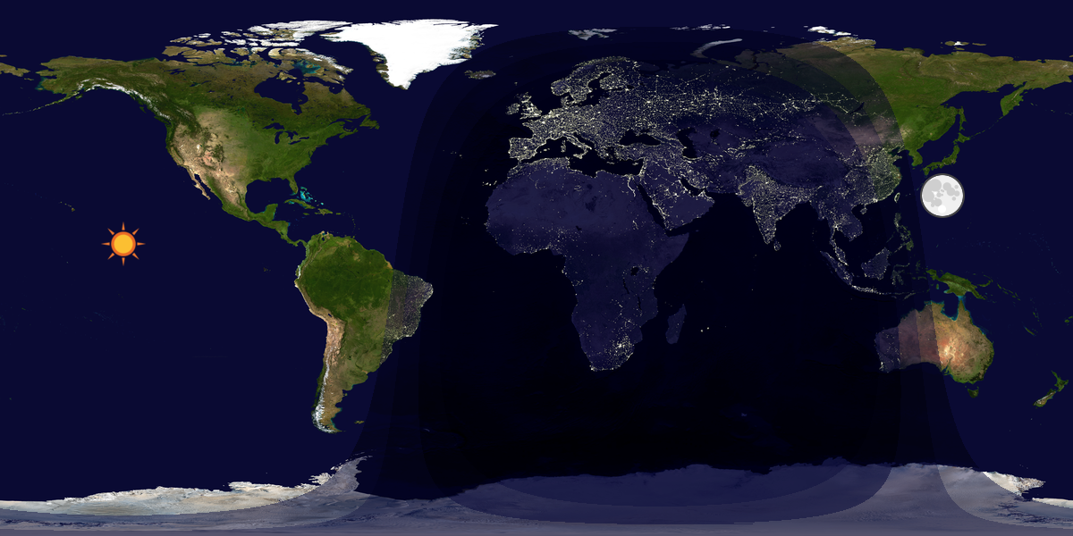 Verdenskart som viser dag og natt 