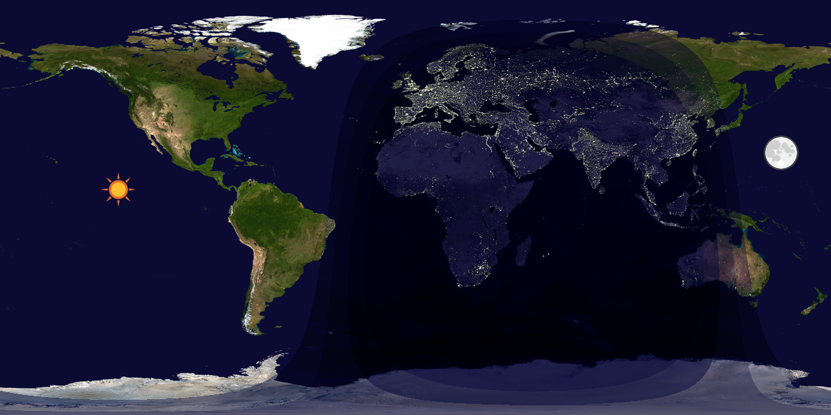 Verdenskart som viser dag og natt 