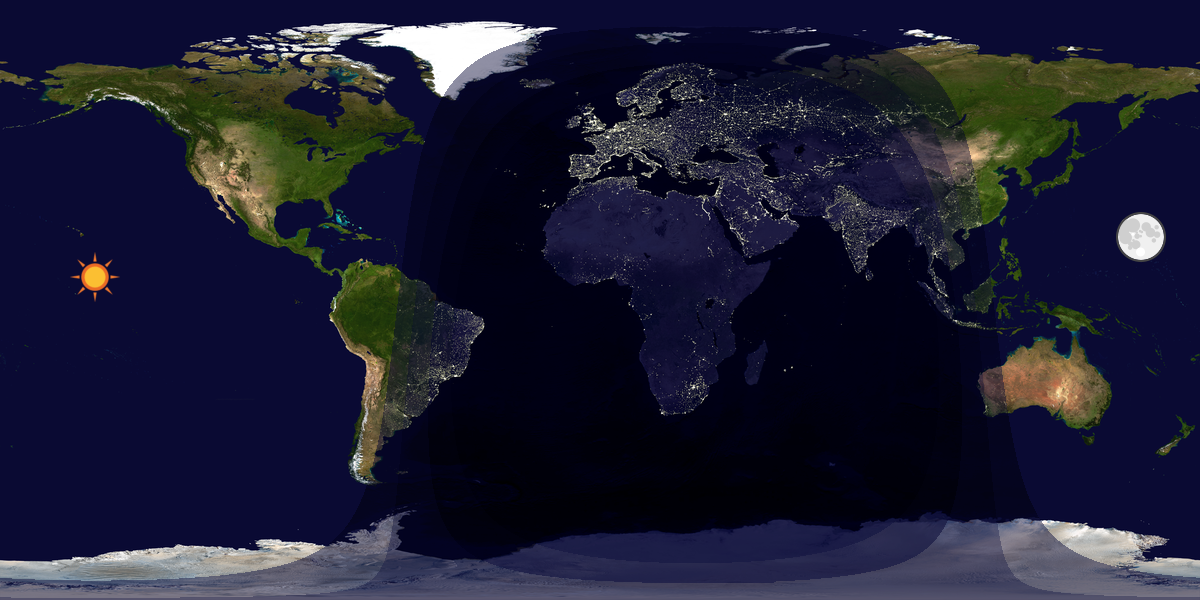 Verdenskart som viser dag og natt 