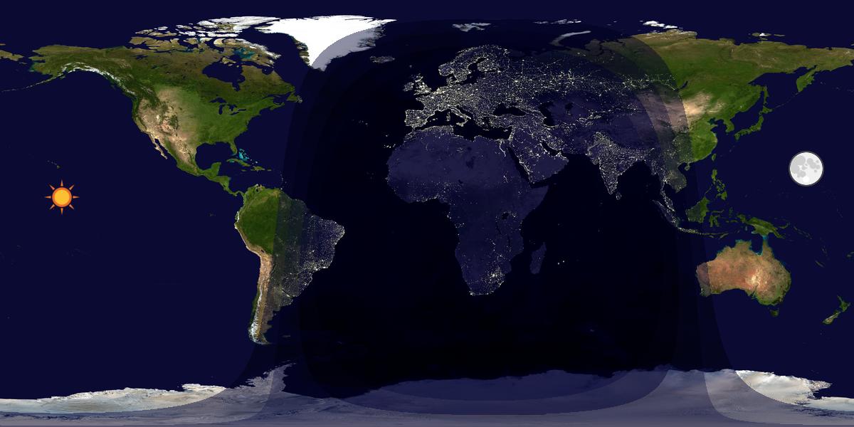 Verdenskart som viser dag og natt 