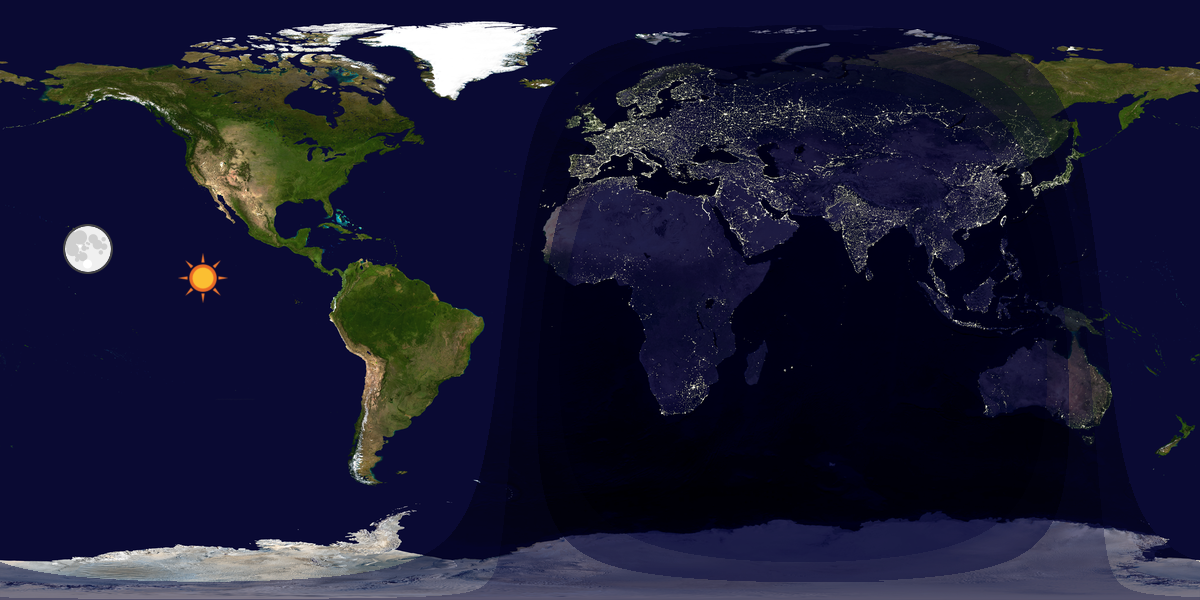 Verdenskart som viser dag og natt 