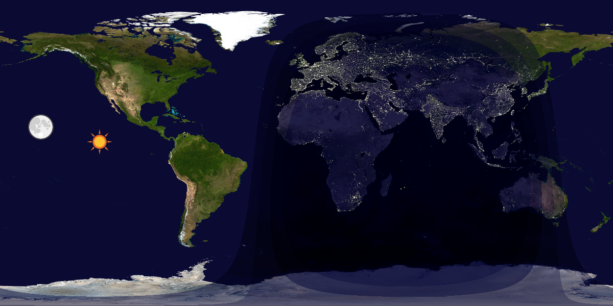 Verdenskart som viser dag og natt 
