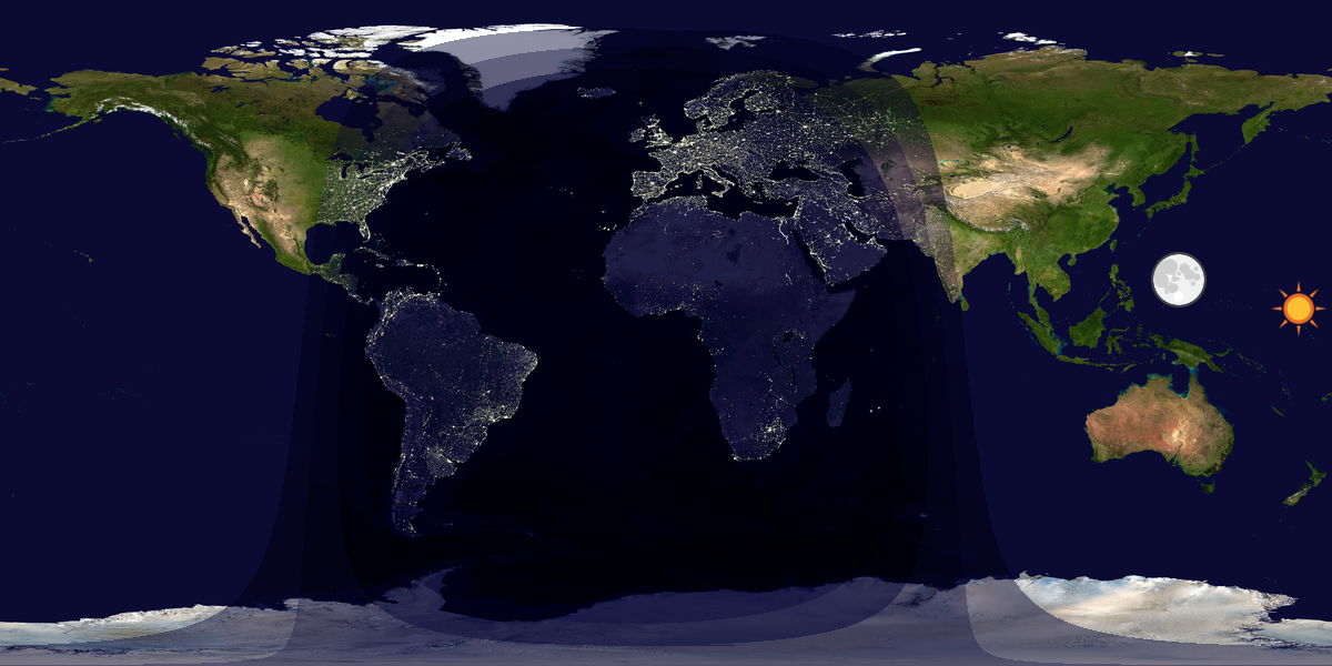 Verdenskart som viser dag og natt 