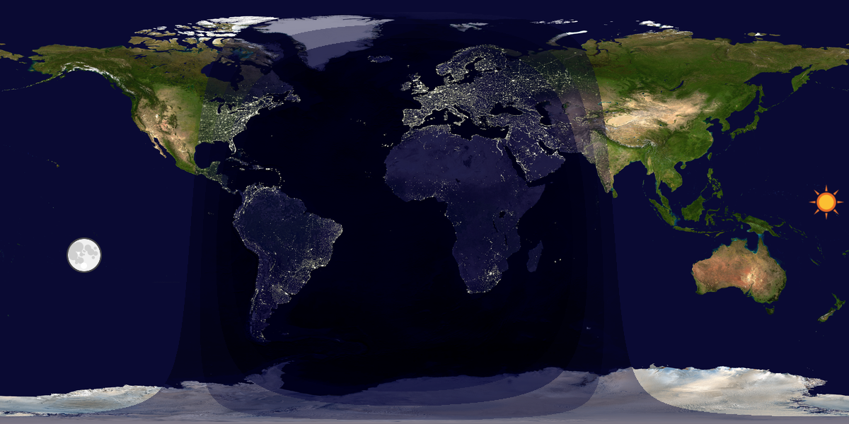 Verdenskart som viser dag og natt 