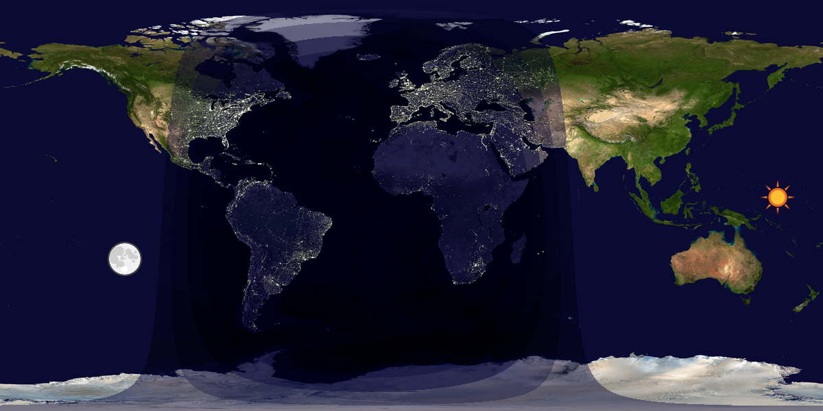 Verdenskart som viser dag og natt 