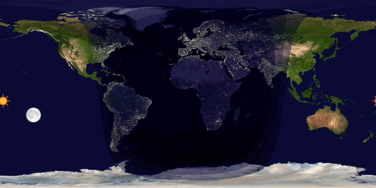 Verdenskart som viser dag og natt 