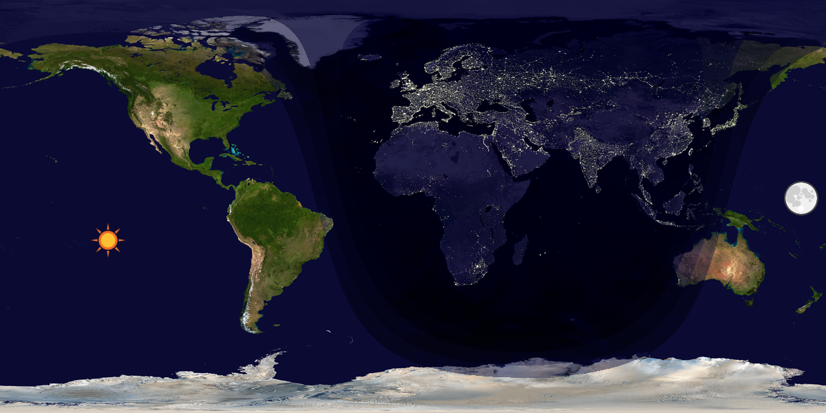 Verdenskart som viser dag og natt 