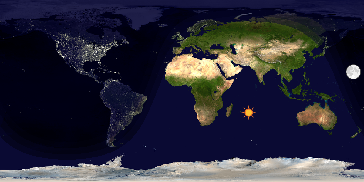 Verdenskart som viser dag og natt 