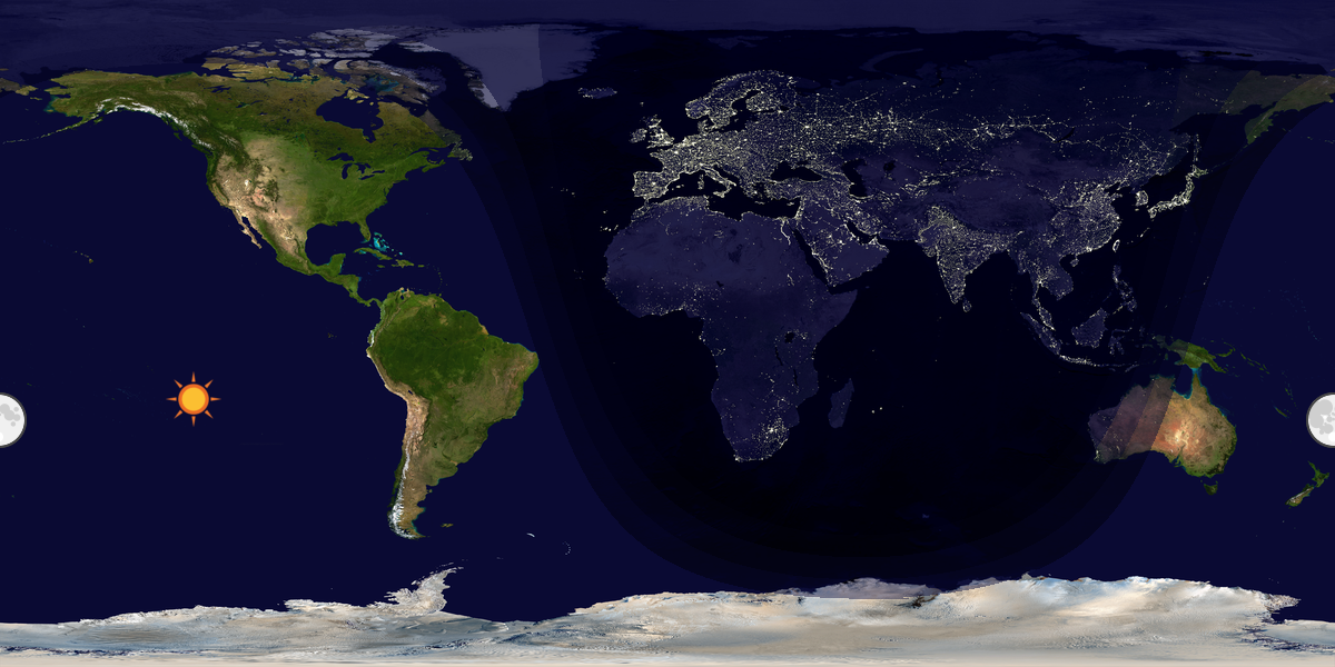 Verdenskart som viser dag og natt 