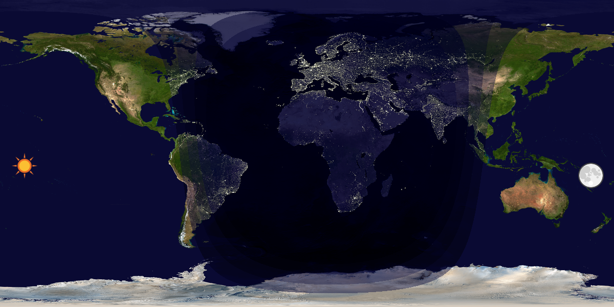 Verdenskart som viser dag og natt 