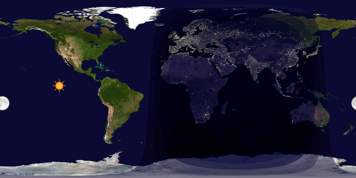 Verdenskart som viser dag og natt 