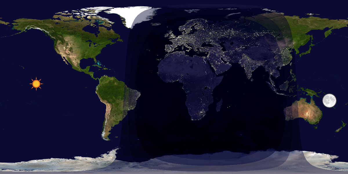 Verdenskart som viser dag og natt 