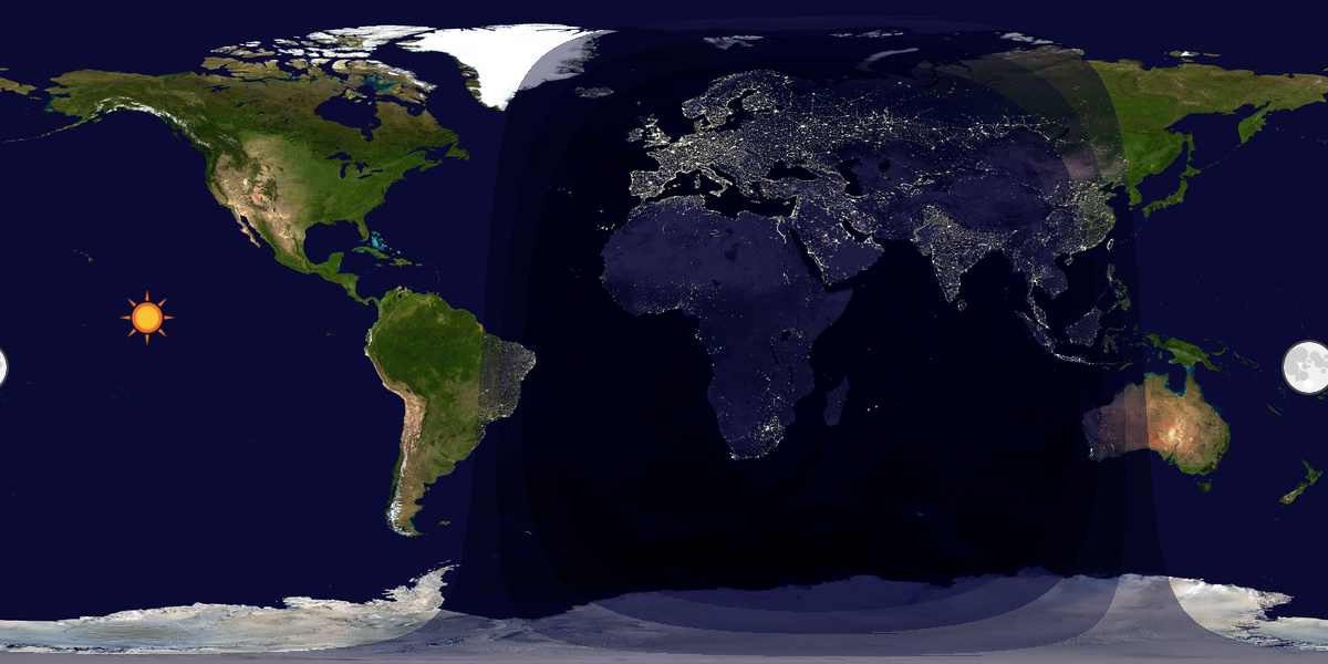 Verdenskart som viser dag og natt 