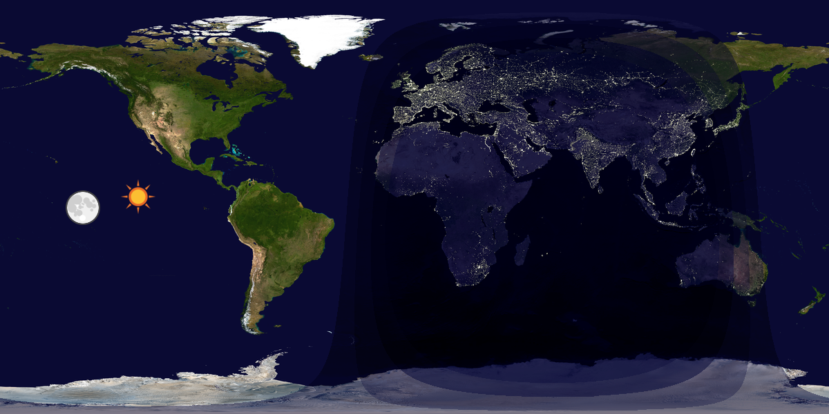 Verdenskart som viser dag og natt 