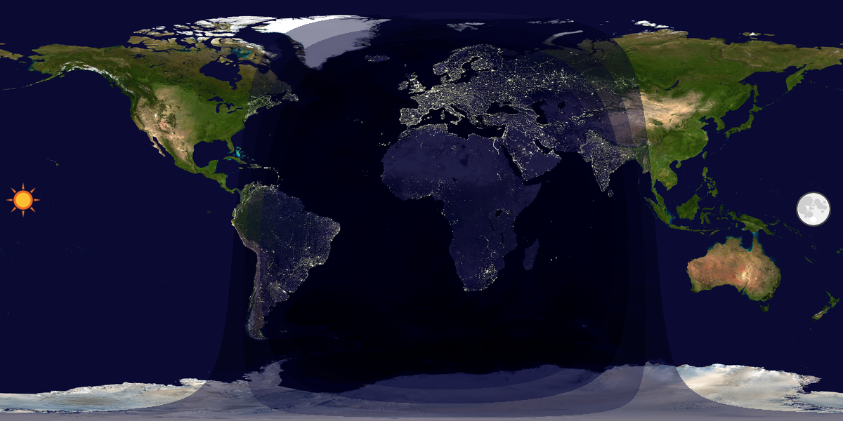 Verdenskart som viser dag og natt 